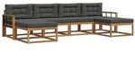 vidaXL Outdoor-Sofagarnitur mit Kissen 6 pcs Natur und Anthrazit