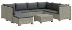 vidaXL 9 Stk. Rattan Lounge Set mit Kissen GENDT Naturrattan Kubu Grau