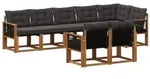 vidaXL Outdoor-Sofagarnitur mit Kissen 8 pcs Nat&uuml;rlich und Schwarz