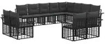 vidaXL Outdoor-Sofagarnitur 12 pcs Schwarz und Dunkelgrau Polyester
