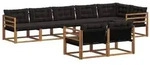 vidaXL Outdoor-Sofagarnitur mit Kissen 8 pcs Nat&uuml;rlich und Schwarz