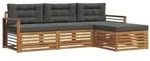 vidaXL Outdoor-Sofagarnitur mit Kissen 4 pcs Natur und Anthrazit
