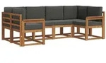 vidaXL Outdoor-Sofagarnitur mit Kissen 6 pcs Natur und Anthrazit