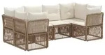 vidaXL Gartensofa-set 6 stk. 6-Sitzanzahl Beige Poly-Rattan