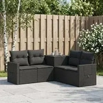 vidaXL Sofa Set 5 stk. Schwarz Polyrattan und Stahl