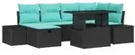 vidaXL Gartensofa-set 7 stk. Schwarz Poly-Rattan