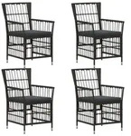 vidaXL Gartenst&uuml;hle 4 stk. Schwarz PE Rattan, Stahl und Polyesterstoff
