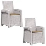vidaXL Liegesessel Garten Rattan-Optik 2 pcs Wei&szlig; und Taupe PP