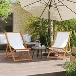 vidaXL Klappbare Strandst&uuml;hle 2 Stk. Cremewei&szlig; Stoff