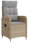 vidaXL Verstellbarer Gartenstuhl Beige und Hellgrau 57 x 63 x 94 cm