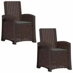 vidaXL Liegesessel Garten Rattan-Optik 2 pcs Braun und Anthrazit PP