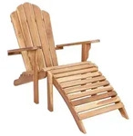 vidaXL Garten-Adirondack-Stuhl mit Fu&szlig;st&uuml;tze Natur Massivholz Teak