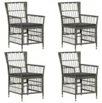 vidaXL Gartenst&uuml;hle 4 stk. Grau Poly-Rattan