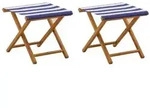 vidaXL Liegestuhl 2 pcs Massives Eukalyptus Holz Blau und Wei&szlig;