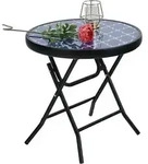 Beistelltisch klappbar rund Glas Metall Balkontisch Blau