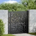 vidaXL Gartentor Schwarz 105x106 cm Stahl Flammen-Design