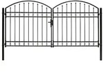 vidaXL Zauntor Doppelfl&uuml;gel Gew&ouml;lbte Spitze Stahl 300 x 125 cm Schwarz