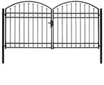 vidaXL Zauntor Doppelfl&uuml;gel Gew&ouml;lbte Spitze Stahl 300 x 150 cm Schwarz
