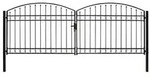 vidaXL Zauntor Doppelfl&uuml;gel Gew&ouml;lbte Spitze Stahl 400 x 150 cm Schwarz