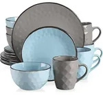 Tafelservice Steingut GV-16 Pi&egrave;ces Gem-blau-graue Mischung