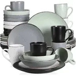 Tafelservice Steingut Vintage 40-teilig Blau mit 8 Speisetellern