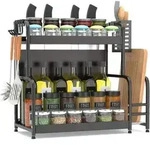Gew&uuml;rzregal K&uuml;che stehend Stahl 2 Lagen schwarz Organizer 2-couche