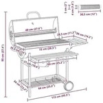 vidaXL Fassgrill mit R&auml;dern und Regalen 3 pcs 115 x 85 x 95 cm Metall