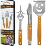 Steven-BULL S Grillbesteck-Set 3-TLG. Extra Langes Grillwerkzeug, Edelstahl