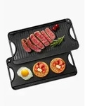 VEVOR wendbarer Grillplatte Bratpfanne Griddle aus Gusseisen (492 x 218 mm), tragbare