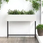 vidaXL Hochbeet 100x26x82 cm Wei&szlig; Stahl