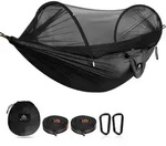 H&auml;ngematte Moskitonetz 300kg Tragkraft Karabiner Nylon Schwarz