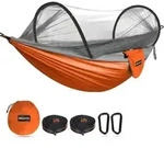 H&auml;ngematte Ultraleicht Moskitonetz 300kg Karabiner Nylon Orange Grau