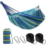 H&auml;ngematte Baumwolle Outdoor Gurte Reisetasche Camping Gelb Gr&uuml;n
