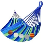 H&auml;ngematte 2Personen 220x160cm 300kg Baumwolle Outdoor Blau Gr&uuml;n