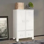 vidaXL Kleiderschrank Industrie-Stil Wei&szlig; 67x35x107 cm Stahl