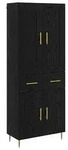 vidaXL Highboard Schwarz Eichen-Optik 69,5 x 34 x 180 cm Holzwerkstoff