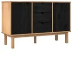 vidaXL Sideboard OTTA Schwarz 113,5 x 43 x 73 cm Massives Kiefernholz