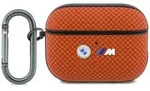 BMW H&uuml;lle AirPods Pro 3 Steppmuster Kevlar Logo Metall mit Karabiner orange