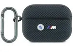 BMW H&uuml;lle AirPods Pro 3 Steppmuster Kevlar Logo Metall mit Karabiner blau