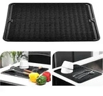 Abtropfmatte Silikon 40x60cm Schwarz Sp&uuml;lmatte 40D x 60W cm Schwarz