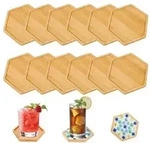 12 St&uuml;ck 10cm Untersetzer Holz Holzuntersetzer Bambus Untersetzers Mosaik
