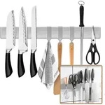 Magnetleiste Messer 50cm Edelstahl Selbstklebend Silber 3 Haken