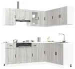 vidaXL 11-tlg. K&uuml;chenschrank-Set Porto Grau Sonoma Holzwerkstoff