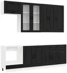 vidaXL K&uuml;cheneinheit KALMAR 8 pcs Schwarz Holzwerkstoff