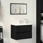 vidaXL Sp&uuml;lbeckenschrank Schwarz Eiche 60x38,5x45 cm Holzwerkstoff