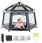 VEVOR Baby Laufgitter 150x150x106 cm, Laufstall f&uuml;r Kleinkinder mit Baldachin,