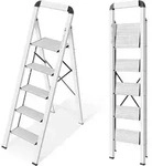 Stufenleiter Aluminium Handlauf Klappsicherung 150kg Silber 5 Stufen