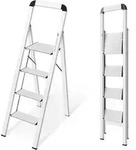 Leiter Aluminium 4 Stufen klappbar Handlauf 150 kg Silber 4 Stufen