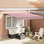 vidaXL Automatische einziehbare Markise mit LED Rot und Wei&szlig; 300x250 cm