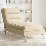 vidaXL Massage-Chaiselongue mit Kissen Creme Stoff